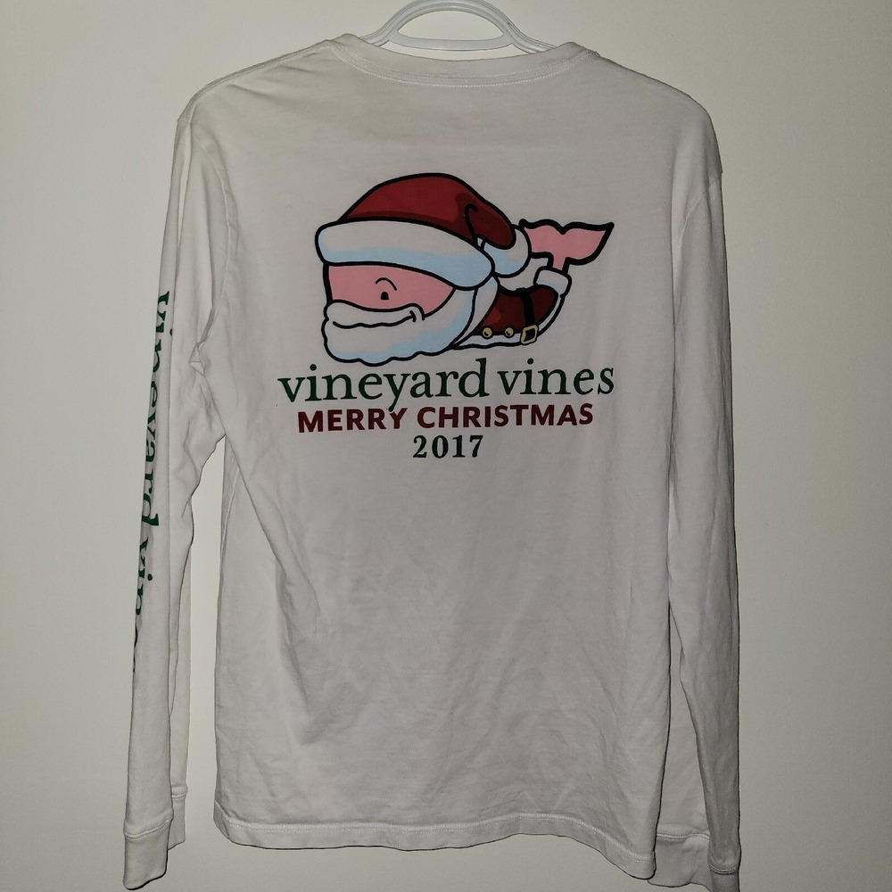 Vineyard Vines Merry Christmas 2017 Long Sleeve Santa Shirt Size‎ XS Extra Small